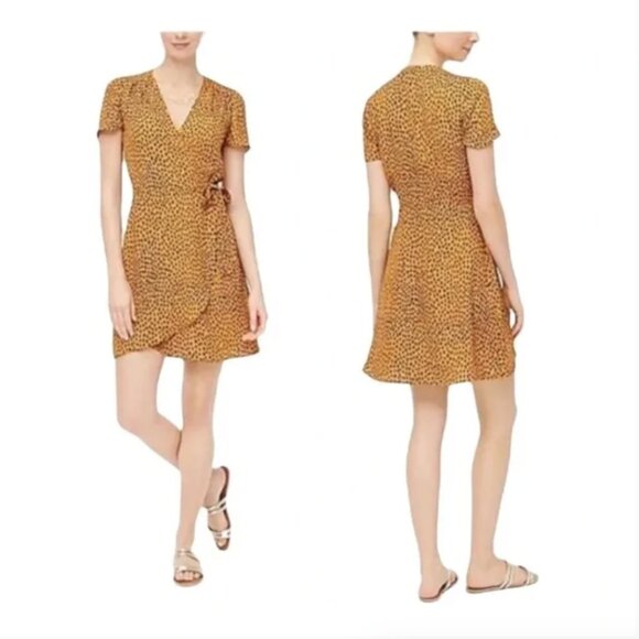 J. Crew Animal Print Wrap Dress in Orange and Black 20 - Picture 1 of 7
